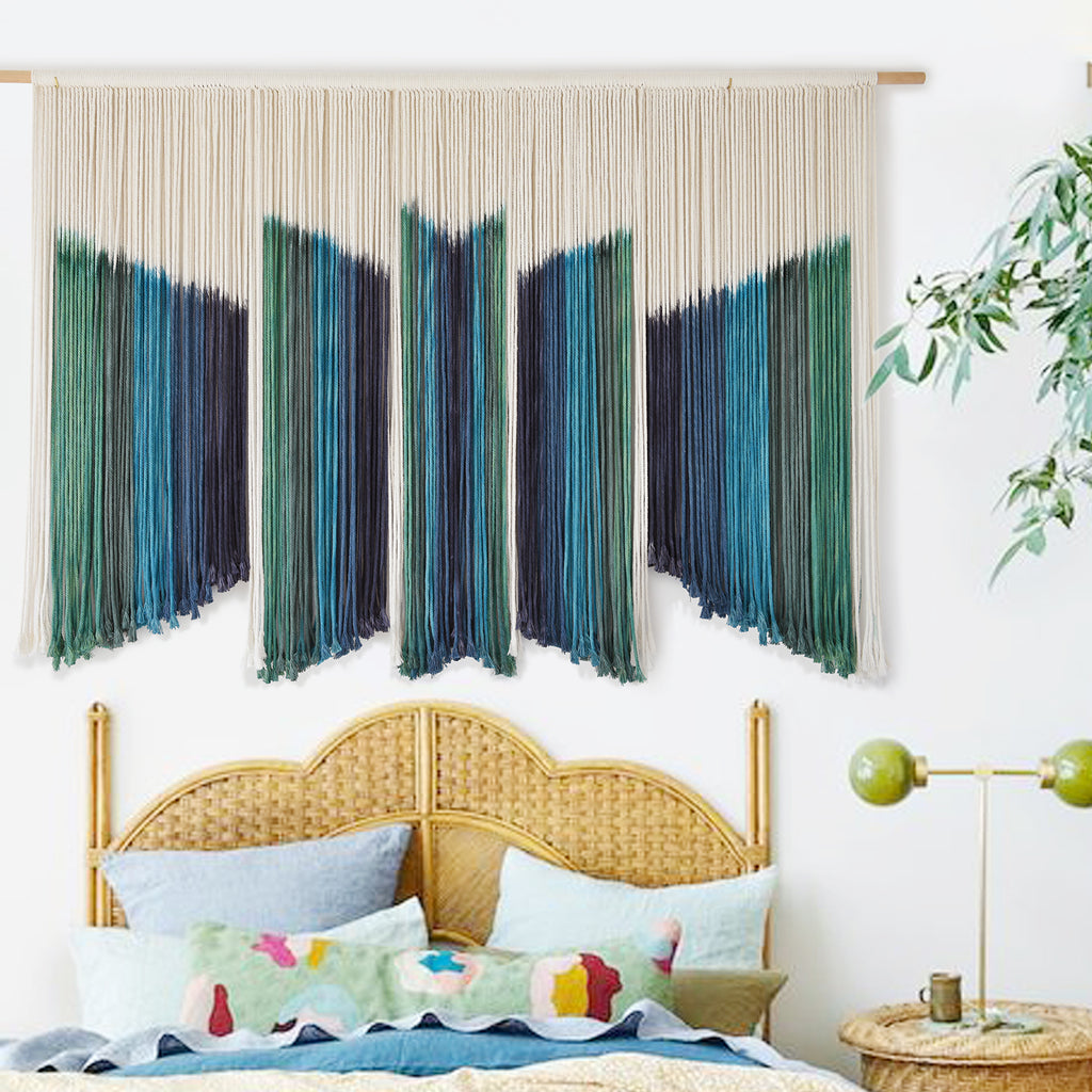 Large Macrame Wall Hanging Dip-Dyed Yarn Art Boho Macrame Wall Room Decor