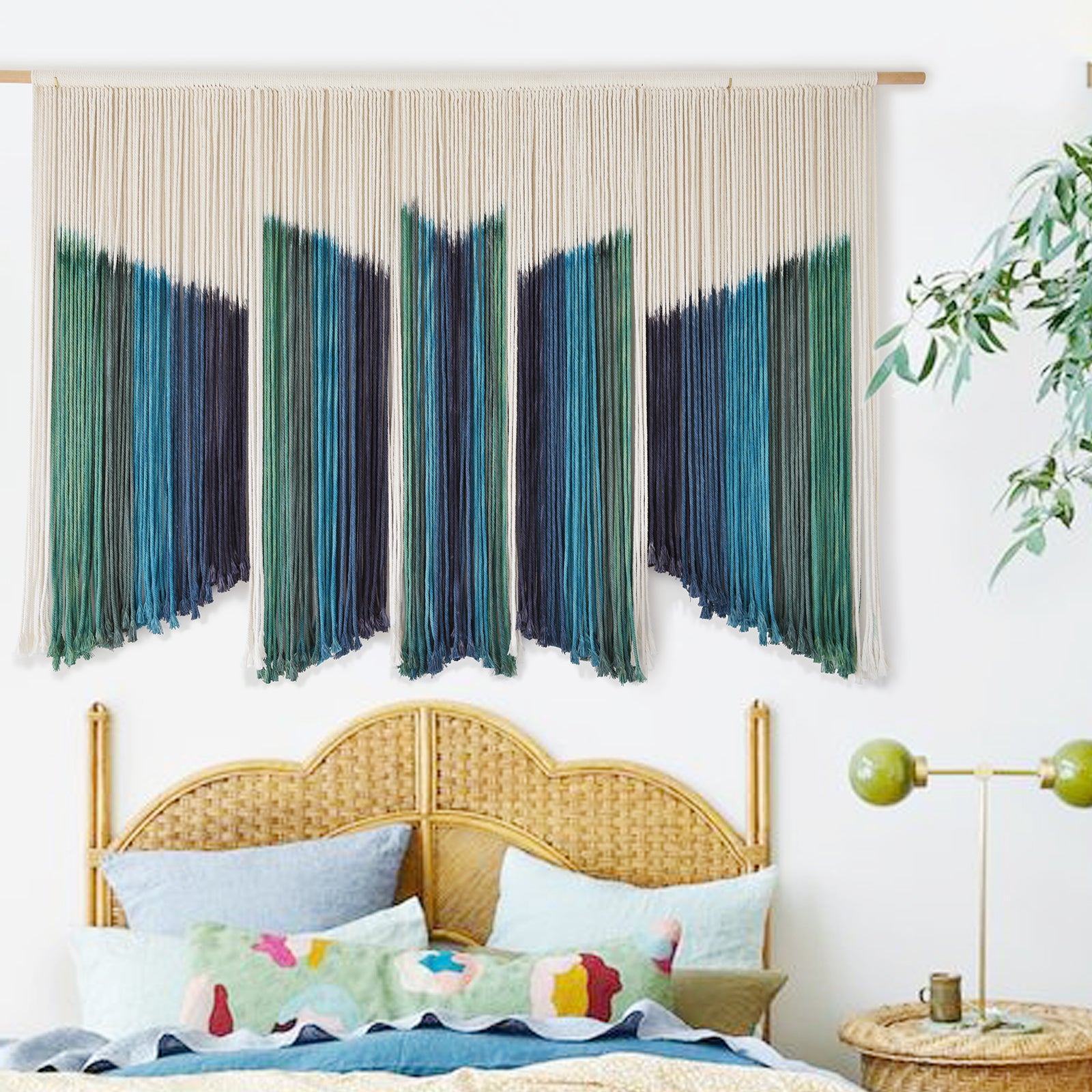 Large Macrame Wall Hanging Dip-Dyed Yarn Art Boho Macrame Wall Room Decor