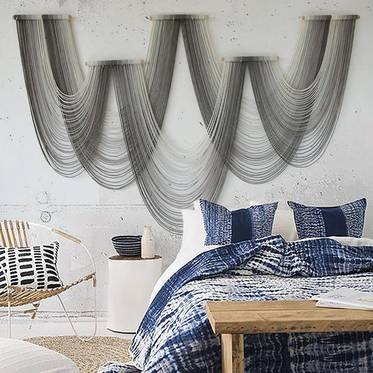 Large Macrame Wall Hanging Dip-Dyed Grey Purple Craftsmanship Fiber Art