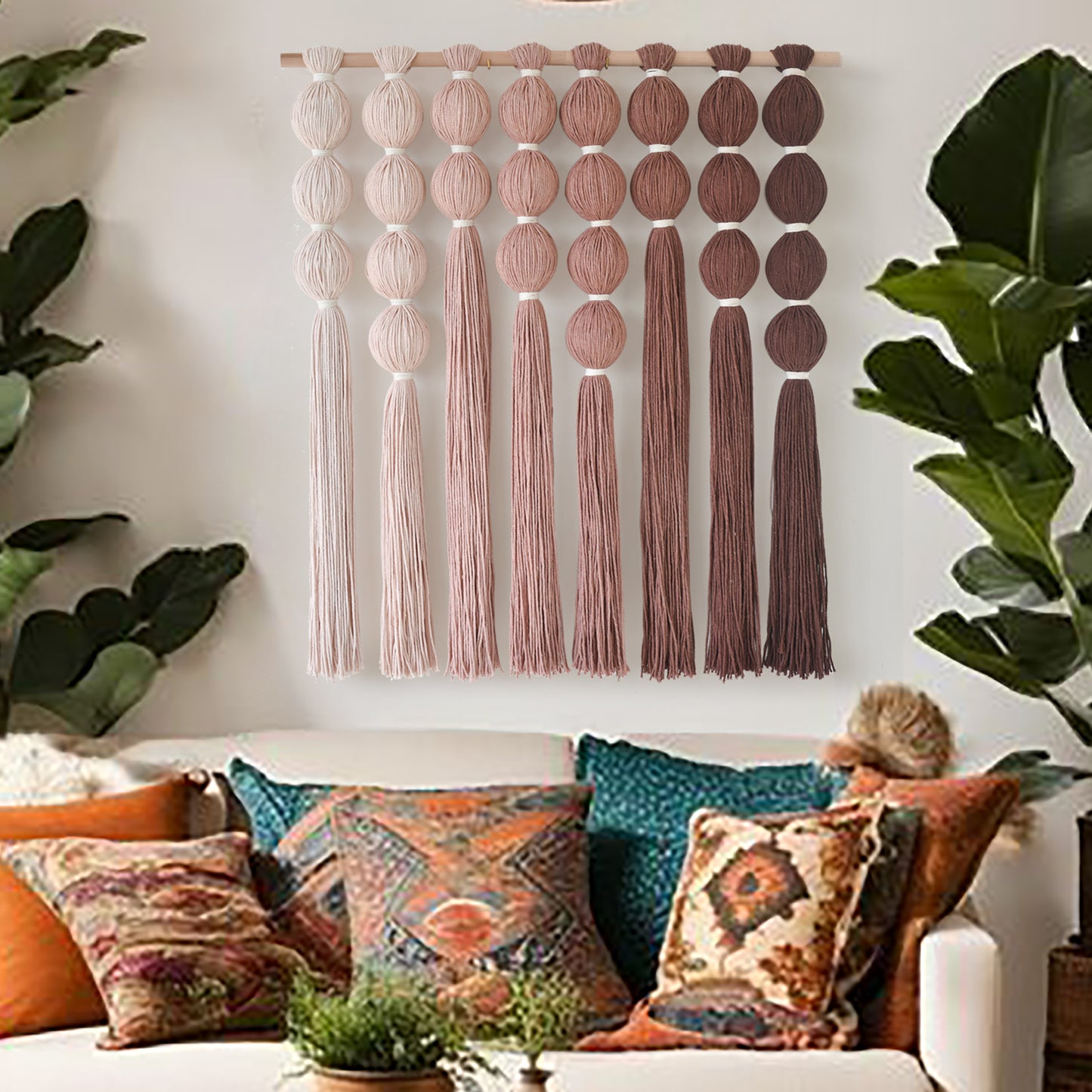 Pink Macrame Wall Hanging Yarn Wall Art Boho Wall Decor