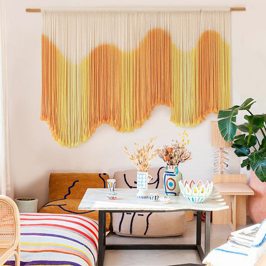 Macrame Wall Hanging Yellow Dip-Dyed Boho Macrame Wall Decor